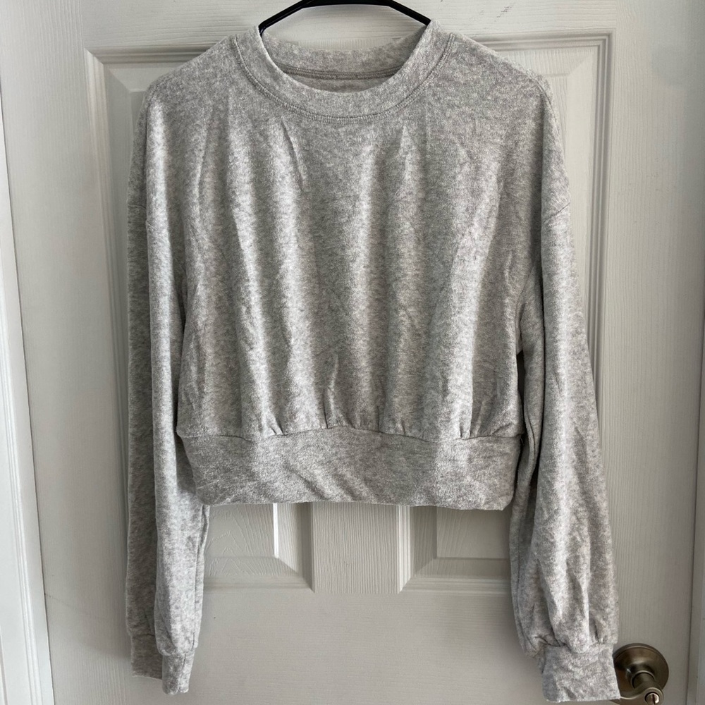 Gray Cropped Sweatshirt/ Sweater